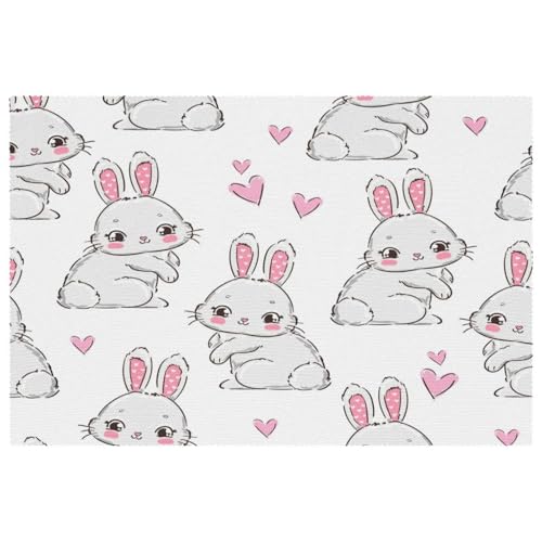 Sets de table thermorésistants et lavables motif lapin x4