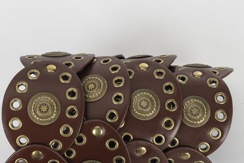 Women Western-Belts Wide-Hollow-Disc-Leather-Belt Metal Buckle Vintage Soft Belt for Jeans Dresses4