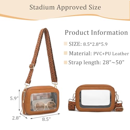 Image of FAIME Clear Bag for Stadium Events, Clear Crossbody Purse for Women, Small Transpartent Bag for Concerts, Sport Events | Stadium Approved