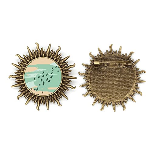 Broche en métal motif Sonne art abstrait pour vêtement