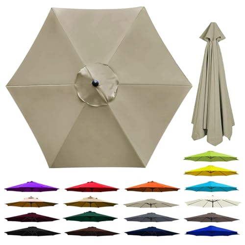 Toldo de repuesto para sombrilla de patio de 6 costillas, impermeable y transpirable, perfecto para jardín, mercado, patio y playa, solución de parasol