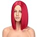 ENTRANCED STYLES Red Wig Synthetic Straight Hair Middle Part Wig Shoulder Length Bob Wigs for Women Colorful Bob Wigs for Party & Cosplay Use