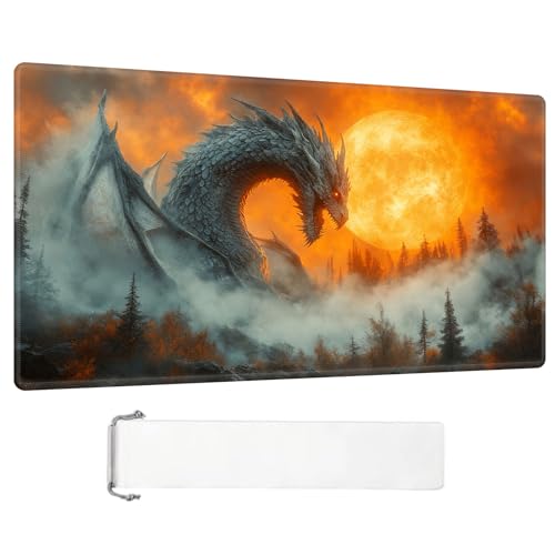Image of ETLKJVBL for MTG Playmat, Dragon Under Glowing Sun Premium for Magic The Gathering Mat with Beautiful Patterns & Storage Bag for Game Players, 24 x 14 Inch for Card Game Mat