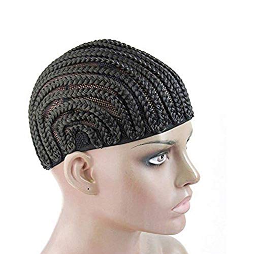FASHION LADY Brading Wig Cap 1PC Small Size for Easier Sew in Crotchet Cornrows Braide Cap Black Color Braiding Wig Cap for Making Wig Weaving Cap with Braids(Small Size)