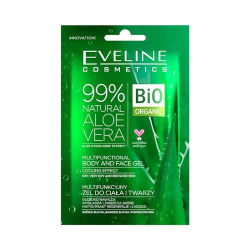 Eveline Cosmetics Gel hidratante natural de aloe vera para cara y cuerpo, 99% aloe puro, calmante e hidratante, regeneración de la piel