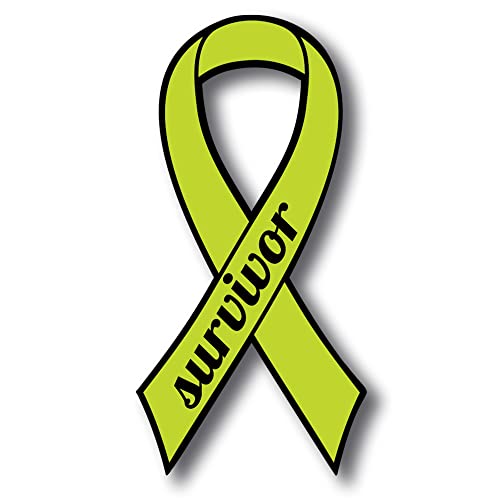Image of Magnet Me Up Support Non-Hodgkins Lymphoma Cancer Survivor Lime Ribbon Magnet Decal, 3.5x7 Inches, Automotive Magnet for Car Truck SUV, Celebration of Strength, Admiring Survivors, Crafted in USA