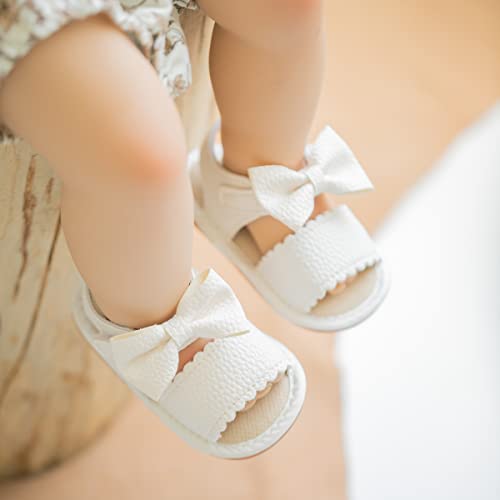 Image of HsdsBebe Baby Girls Sandals Bohemia Flower Bow Soft Sole Toddler First Walkers Beach Summer Shoes
