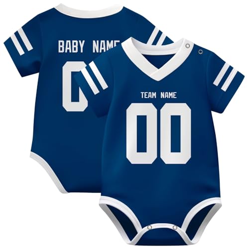 Image of KREDE Baby Clothes Unisex Bodysuit Jersey Style Custom Name Number for Baby Boys
