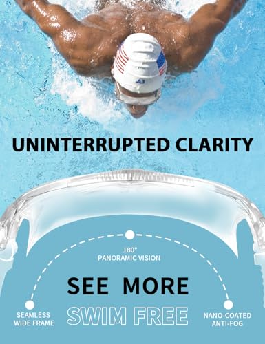 Image of Adult Swim Goggles, Liquid Silicone Anti Fog Swimming Goggles for Men and Women with Anti-Fog /UV & 180 Clear View
