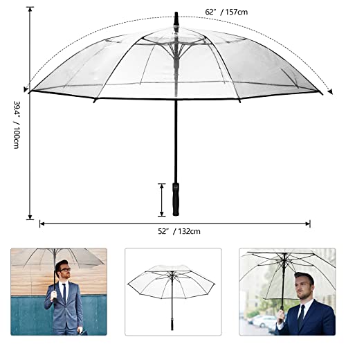 Bagail Golf Umbrella 68/62/58 Inch Large Oversize Double Canopy Vented Automatic Open Stick Umbrellas For Men And Women (Clear, 62In) #TOP1