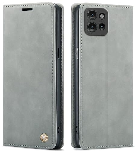 Image of ClickCase for Motorola Edge 60 Pro Sheepskin Series Faux Leather Wallet Flip Case with Video Stand & Magnetic Closure Lightweight Flip Cover for Motorola Edge 60 Pro (Grey)