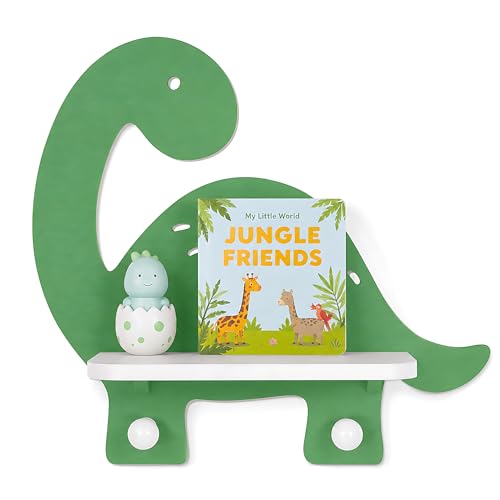 Brachiosaurus Dinosaur Wall Decor for Nursery Dino Wall Shelf with Hooks