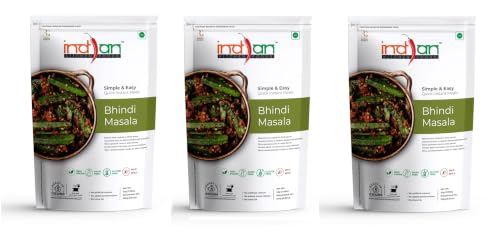 Image of Indian Kitchen Foods Instant Bhindi Masala, Ready to Eat Foods, Freeze Dried Ready to Cook Meals, Instant Food, Indian Food Products (45gm - Pack of 3