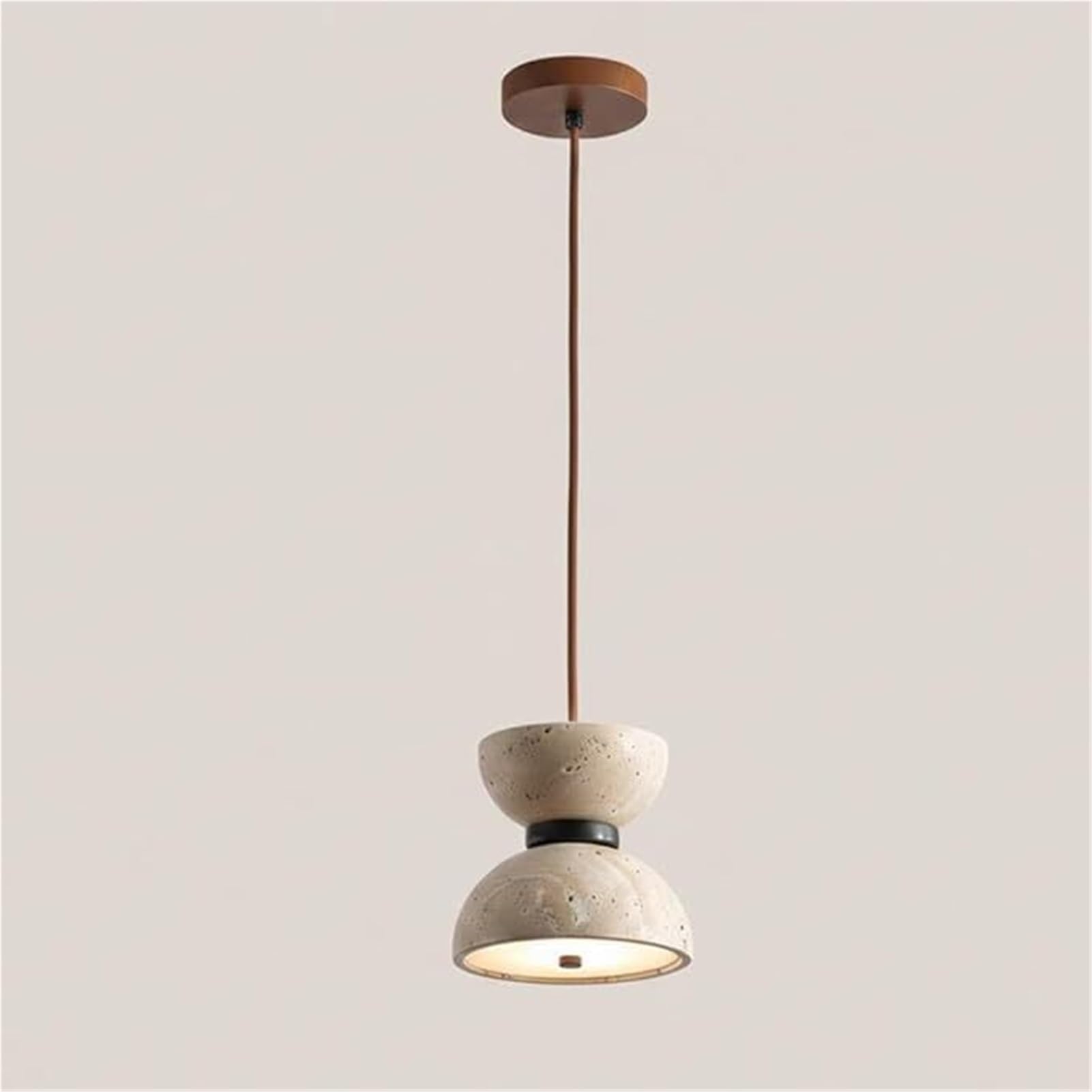 HUAYUSEDF Nordic Minimalist Cream Travertine Hourglass Pendant Lamp Chandelier Hanging Lighting Ceiling Fixture Natural Stone for Bedroom Living Room Dining