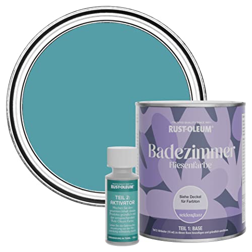 Rust-Oleum wasserfeste blau Fliesenfarbe für Badezimmer in Seidenglanz Finish - Petrol 750ML