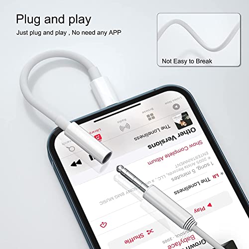 Image of (Apple Lightnin.g to 3.5 mm) Audio to 3.5mm Female Headphone Jack Adapter for Phone Aux Adapter Converter Dongle Compatible with iOS 14 13 12 11 X XS 8 7 6S 6 - White