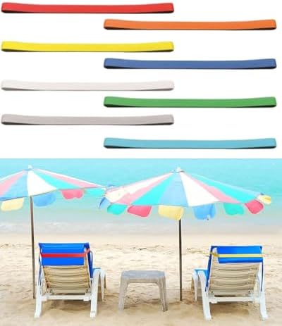 8 Piezas Bandas para Toallas de Playa, Toallero de Playa Elástico Resistente al Viento Clip para Sillas de Playa Bandas Vacaciones en la Piscina Accesorios de Playa, 8 Colores