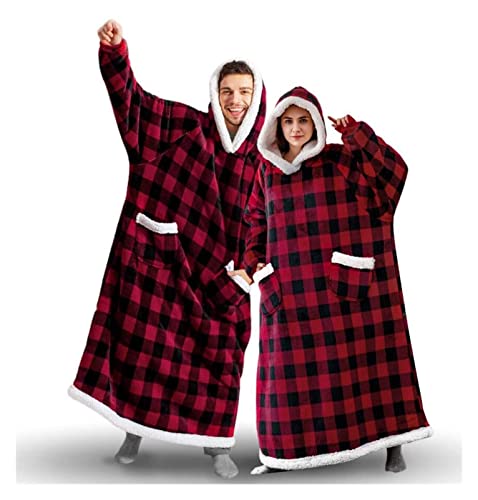 Fuzzy Robe Lazy Blanket Hooded Pullover Pajamas, Flannel TV Blanket, Lazy Pajamas, Pajamas, Hoodies, Bathrobes (Color : K, Size : Small)4