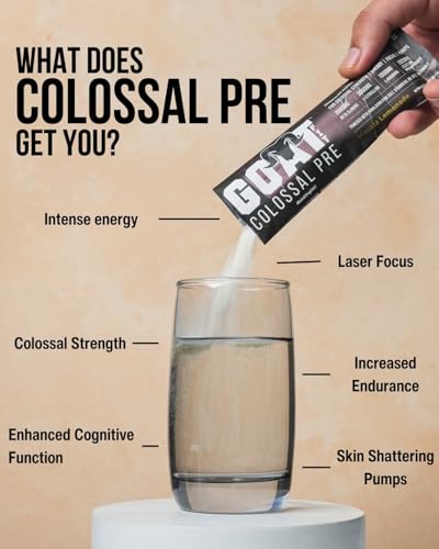 Image of GOAT Fit Colossal Pre | PreWorkout Powder 200mg Caffeine 3.5g Beta-Alanine 3g Citrulline 1.5g Arginine 1g Creatine with Himalayan Pink Salt (12gm Single Serving, Masala Lemonade)
