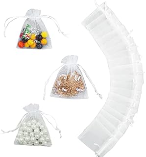 SHOPPIFY GSami White Organza Bags Small Comes in a Pack of 100  9cm x 7cm  Wedding Favour Bags Perfect for Holding your Treats
