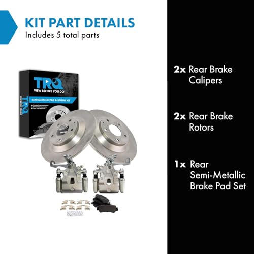 Image of TRQ Rear Brake Pad and Rotor Set Semi Metallic Rotors Calipers | For 2013-2015 Mazda CX-5