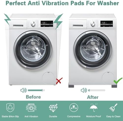 Miniatura 7 de SEISSO Almohadillas antivibración para lavadora. Pedestales de goma duraderos para lavadora y secadora. Capacidad de carga de 1100 libras de