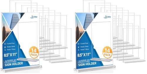 Image of Dynta Acrylic Sign Holder 8.5 x 11 Inches, Double Sided Table Sign Holder (Pack of 2)