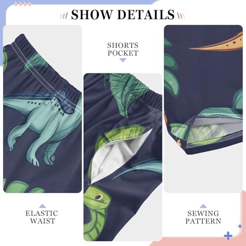 ZZXXB Dinosaurs and Leaves Boys Long Pants Soft Trousers Elastic Waist Kids Lounge Bottoms with Pockets S-XL4