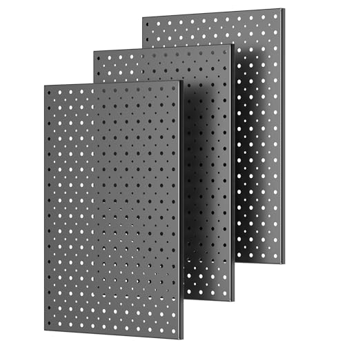 Pegboard Smith Metal Pegboard Panels, 16' x 12' Heavy-Duty Wall Peg Boards for Garage Tool Storage, Pegboard Organizer System (Pack of 3, Black)