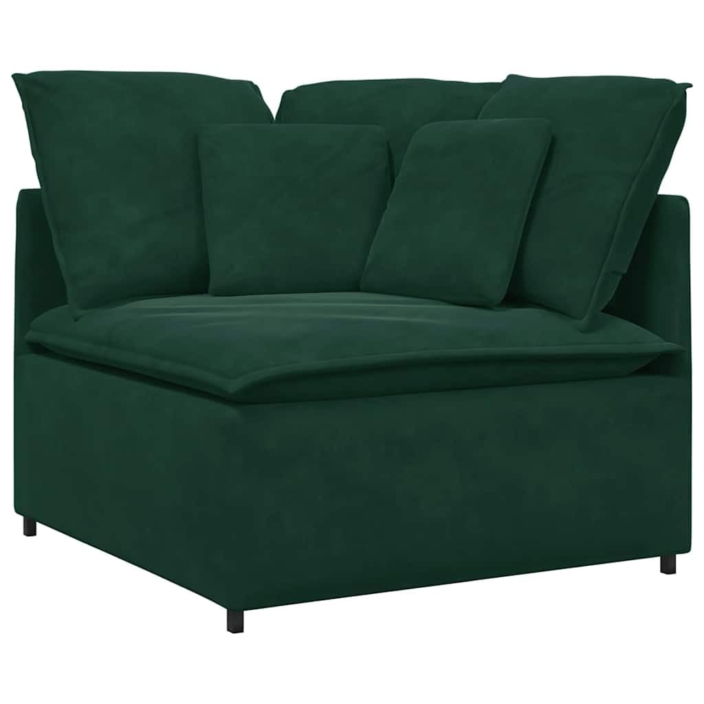 Divano componibile ad angolo con cuscino verde scuro 100 cm velluto telaio