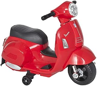 HOMCOM Compatible Kids Ride On Motorcycle Vespa Licensed 6V Battery Powered Electric Trike Toys for 18-36 Months with Horn Headlight Red