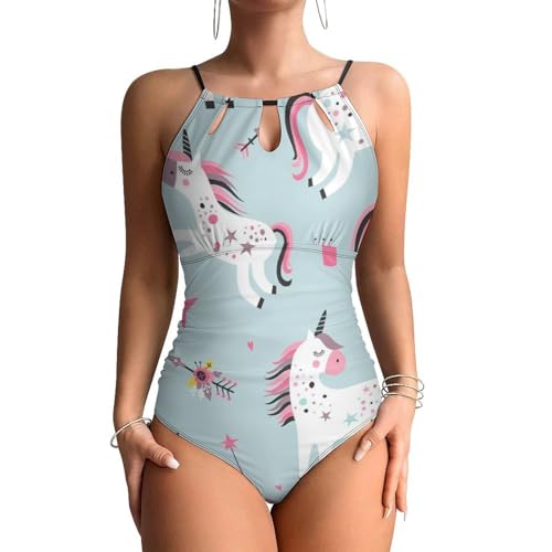 Maillot de bain une pièce licorne gainant effet ventre plat pour femme