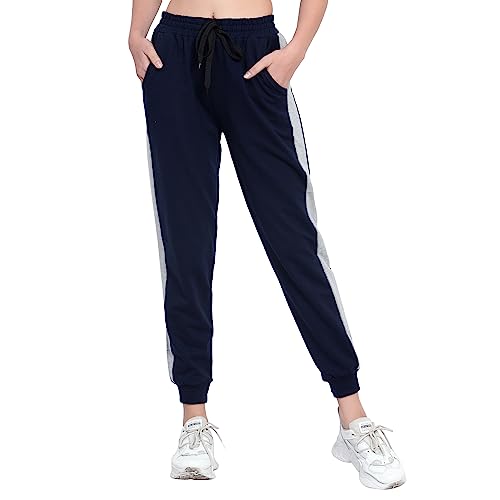 Image of BLUE STAR SHARK Women's Cotton Loopknit Track Pants | Comfortable Lounge Pants for Summer | Casual Pyjamas, Nightwear, Gym, Yoga, Sports, Running | Relaxed Fit Everyday Comfort