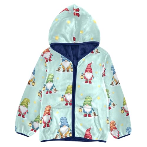 CHIFIGNO Cute Cartoon Gnomes Kids Warm up Jacket Fleece Outerwear Jackets for Fall Winter Fleece Zip up Jacket 3T