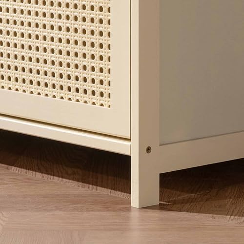 Meuble à chaussures fin en bambou à 2 tiroirs rabattables pour rangement d'entrée