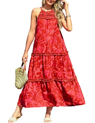 GRACE KARIN 2026 Women's Floral Halter Maxi Dress Boho Summer