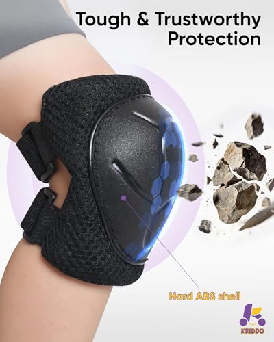 Image of KRIDDO 3-in-1Protective Gear Set, Knee Pads and Elbow Pads Set with Wrist Guards for Ages 3-12 Years, Ideal for Skateboard, Cycling, Scooter & Skating, Includes Storage Bag