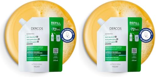 Shampooing anti-pelliculaire Vichy Dercos DS cheveux gras recharge 390 ml lot de 2