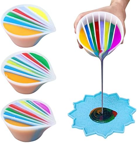 Split Cup for Paint Pouring Fluid Art Silicone Split Cup Resin Pouring Painting Tools DIY Making Drawing Accessories Reusable Split Cup with Dividers