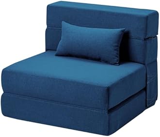 SUYOLS Folding Sofa Bed with Pillow- Convertible Chair Floor Couch & Sleeping Mattress, Foldable Memory Foam Sleeper for Living Room/Dorm/Guest Room/Home Office/Apartment/Loft, Single28,Navy Blue