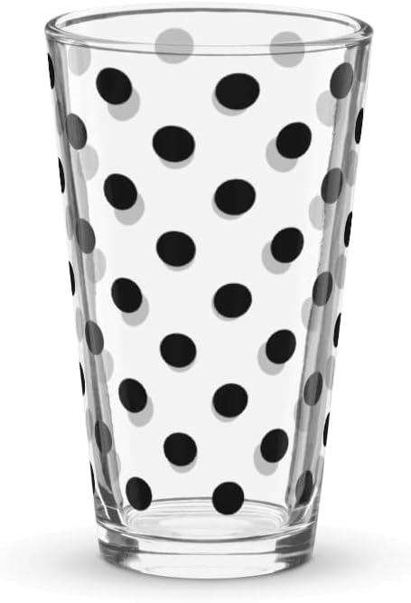 Polka Dots Pint Glass, Polka Dot Pint Glasses, 16oz Printed Pint Glass (4 Pack Black Polka Dots)