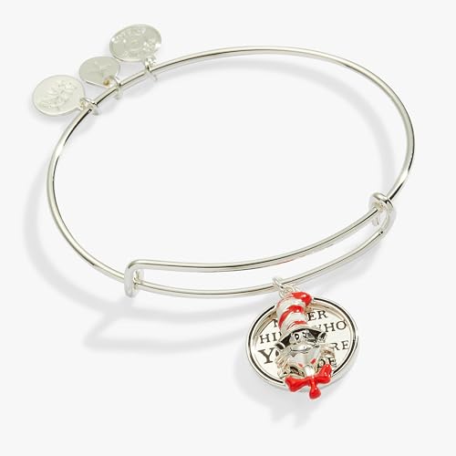 Alex and Ani Dr. Seuss™, Never Hide Who You Are Inside Slider Charm Expandable Bangle Bracelet, Shiny Silver Finish, Red Charm3