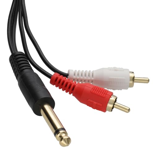 kenable 6.35mm 1/4 inch Mono Jack Plug to Phono RCA Plugs Screened Audio Cable 2m (~6 feet)