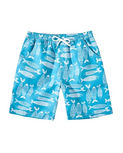 BeLikeFish Short de Bain garçon 5-14 Ans | Séchage Rapide, Taille Ajustable, Style Estival
