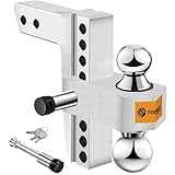 TOPBEE Tow Hitch- Fits 2.5'' Receiver Only, 8'' Drop/Rise Drop, Dual Ball (2'' X 2-5/16''), Adjustable Aluminum Trailer Hitch for Heavy Duty Truck -18,500 Gtw with Trailer Locks-312508