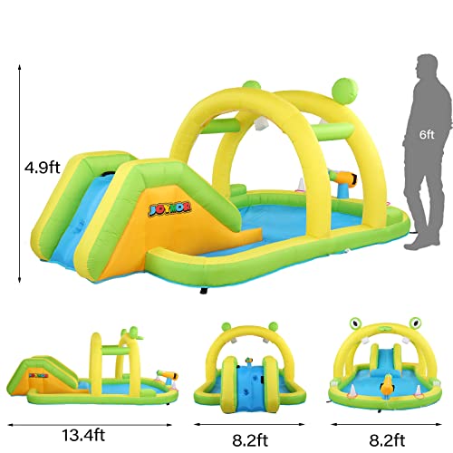 Joymor 7-In-1 Inflatable Waterslide-13.4 X 8.2 X 4.9Ft, Play Center Kiddie Pool With Slide, Water Spraying Arch, Ring Toss Game For Toddler Kids, Inflatable Water Park Outdoor Backyard W/Air Blower #TOP5