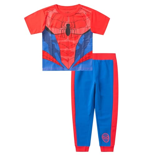 Marvel Spider-Man Boys 2 Piece Short Sleeve Shirt and Pants Set for Toddlers and Big Kids