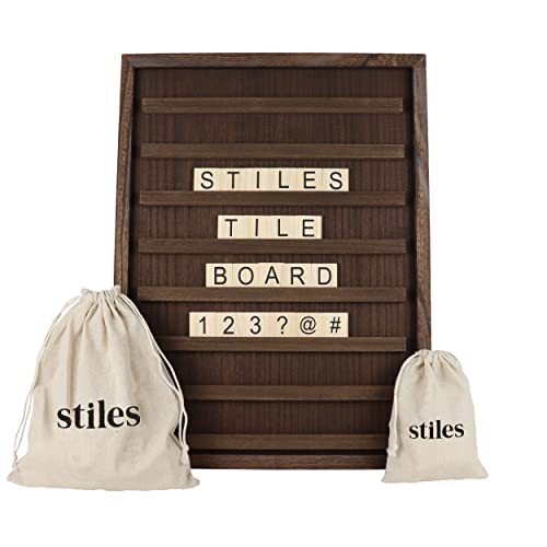 Stiles Tile Letter Board Set, Wooden Message Board With 122 Letters And Numbers For Celebrations, Baby Announcements, Or Milestones, 23.6 By 17.7 Inches, Walnut #TOP2