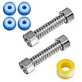 JAXICREY 2 Stück Flexschlauch Panzerschlauch 1/2 Zoll Anti-Burst Flexschlauch Anschlussschlauch Armatur G1/2 x G1/2 10cm 304 Edelstahl Wellrohr Flexrohr für Flexibler Heizkörperanschluss Wasserhahn