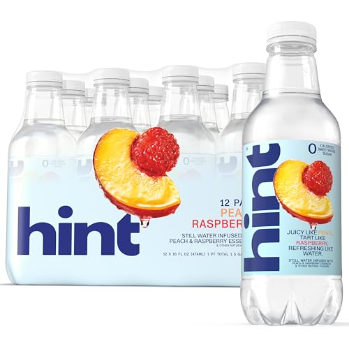 Image of Hint Fruit-Infused Bottled Water, Peach Raspberry - Sugar Free Flavored Water with Zero Calories, Naturally Flavored, and No Artificial Sweeteners - 16 Fl Oz (Pack of 12)